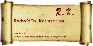 Radván Krisztina névjegykártya